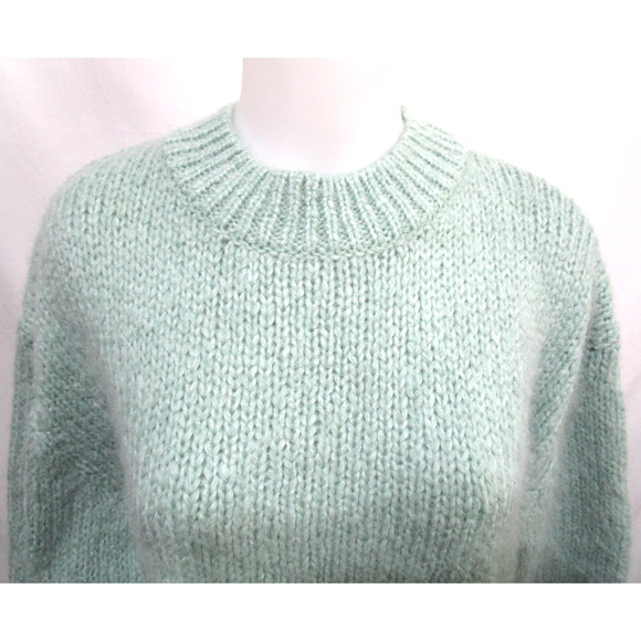 EUC! Zara Mint Green Thick Crew Neck Oversize Sweater Women Sz M - Picture 2 of 8